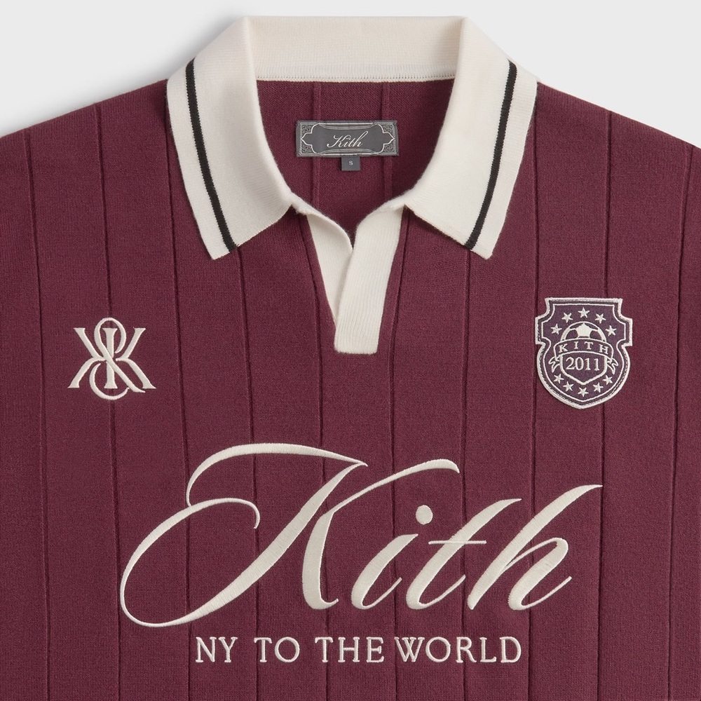 Kith Rugby Pullover Sweater in Essence (Maroon) Viscose Blend Satin Logo Size XL - Picture 4 of 8